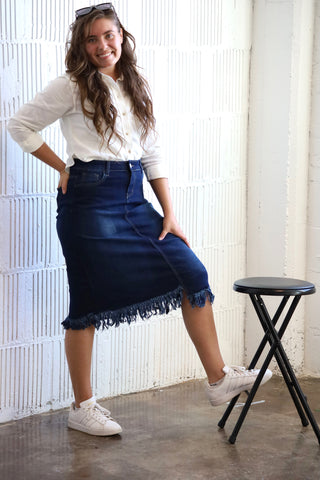 The Ava Fringe Midi Skirt