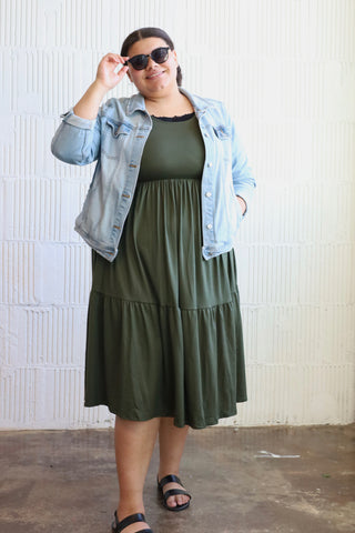 Green Essential Knit Midi Dress