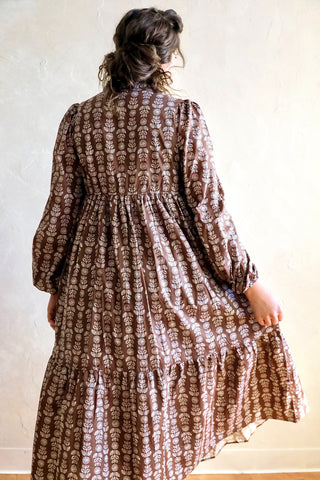 Espresso Brown Floral Maxi Dress