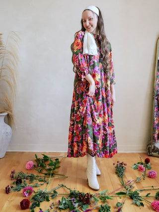 Olive Poppy Floral Maxi Dress