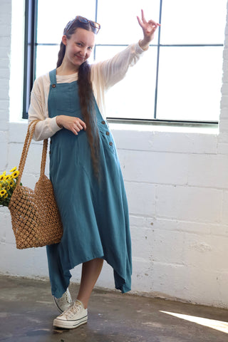 Blue Overall Jumper Dress