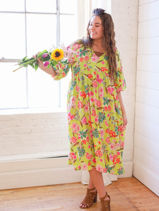 Limeade on The Patio Floral Midi Dress