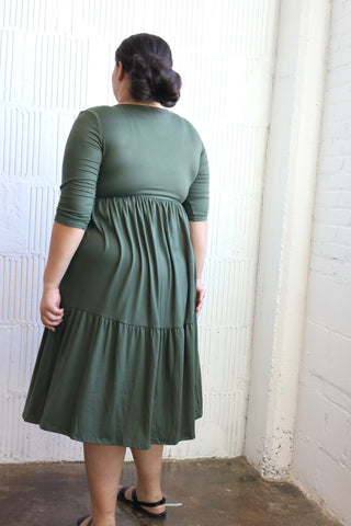 Green Essential Knit Midi Dress