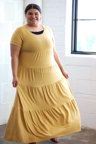 Light Mustard Maxi Plus Dress