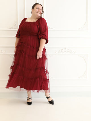 Red Cranberry Punch Tulle Maxi Dress