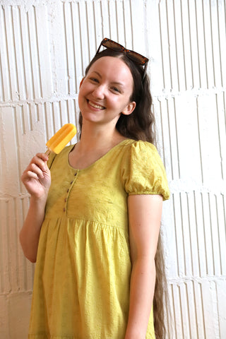 Bright Avocado Green Eyelet Midi Dress