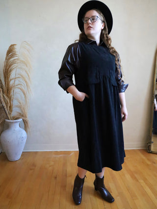 Black Oversized Corduroy Jumper Dress