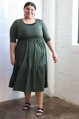 Green Essential Knit Midi Dress