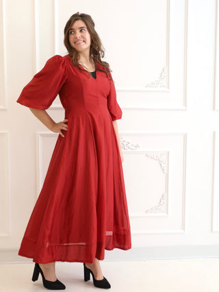 Cranberry Red Satin Holiday Party Dress