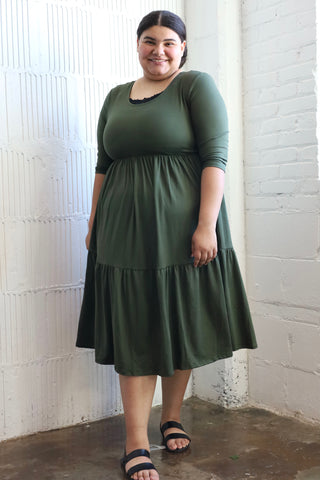 Green Essential Knit Midi Dress