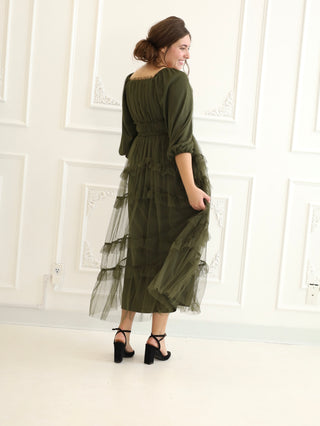 Balsam Green Tulle Maxi Dress