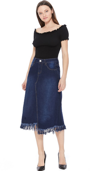 The Ava Fringe Midi Skirt