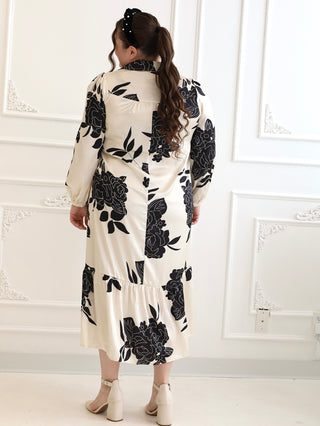 A Day in Paris Black and White Satin Midi Dress