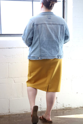 Mustard Yellow Plus Pencil Skirt