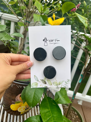 Black Wooden Circle Hair Clips