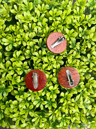 Black Wooden Circle Hair Clips