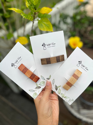 Colorblock Curved Wooden Hair Barrettes (3 colors)