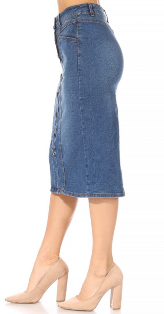 The Sasha Button Down Denim Skirt