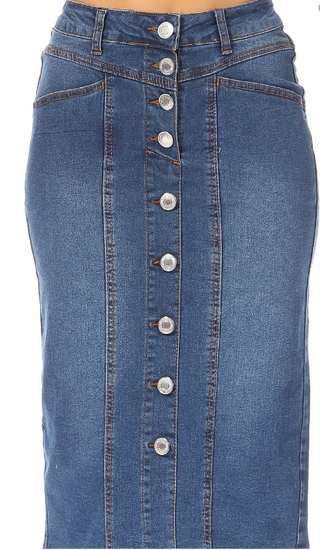 The Sasha Button Down Denim Skirt