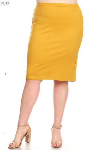 Mustard pencil skirt plus size hotsell